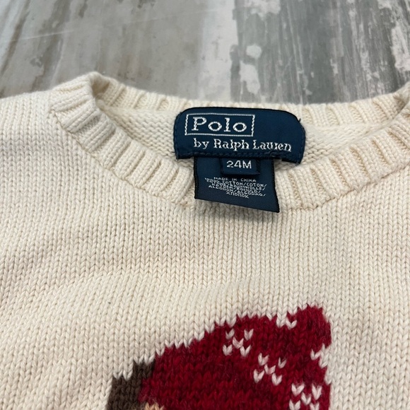Polo by Ralph Lauren cream color winter bear baby toddler sweater 24 months - Picture 2 of 4